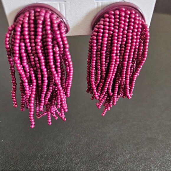 SugarFix by Baublebar Boho Beaded Tassle Earrings in Plum NEW - Picture 4 of 5